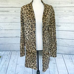 Chicos Womens Plus Sz 2XL Leopard Print Cardigan